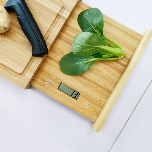 Smart Bamboo Chopping Cutting Board with Digital Kitchen Scale